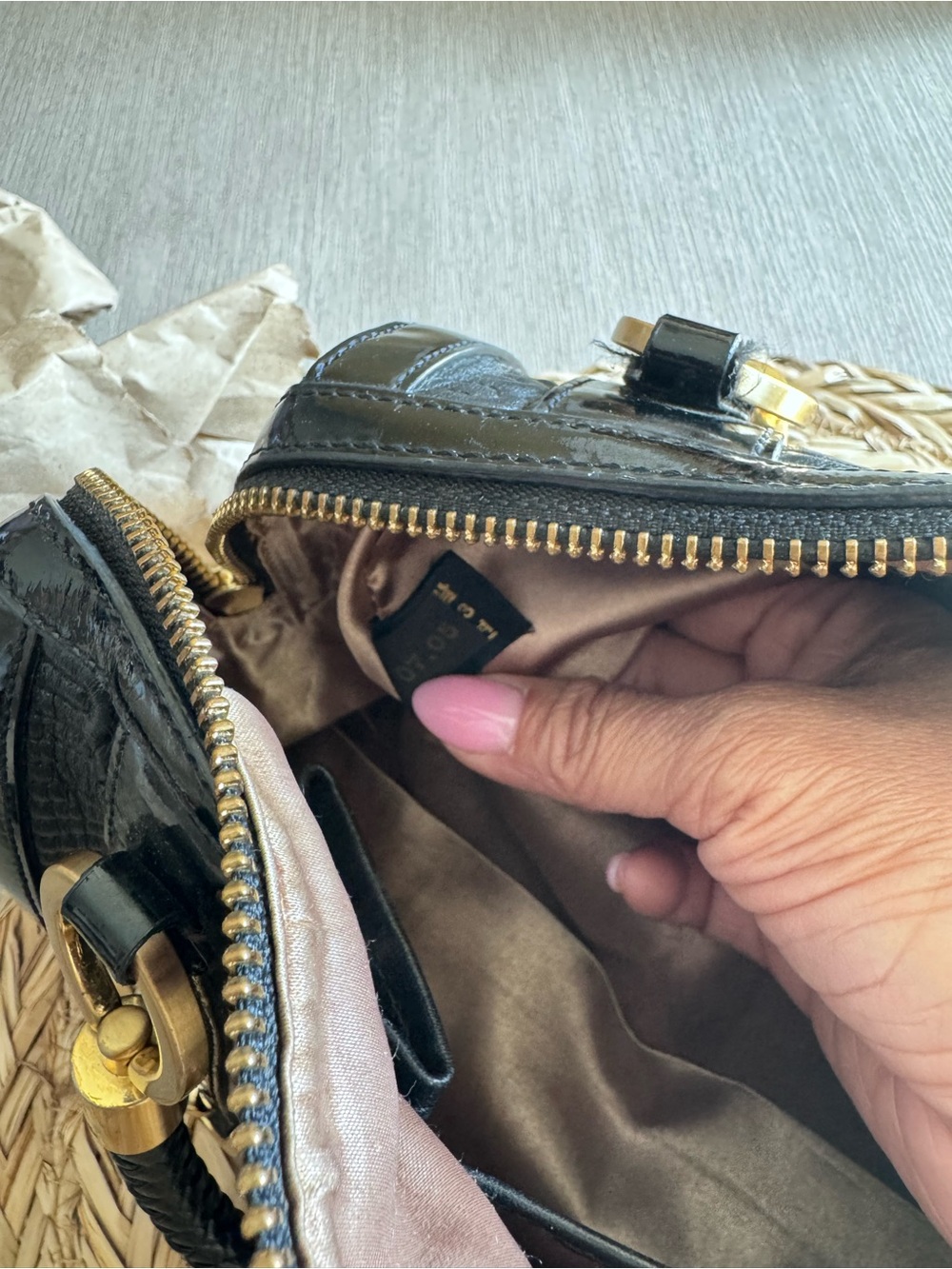 Vintage Balenciaga Black Quilted Patent Leather Satchel with Gold Hardware - Picture 7 of 9